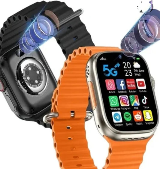 Smart watch with dula camera front and back and sim connection tor 4g network