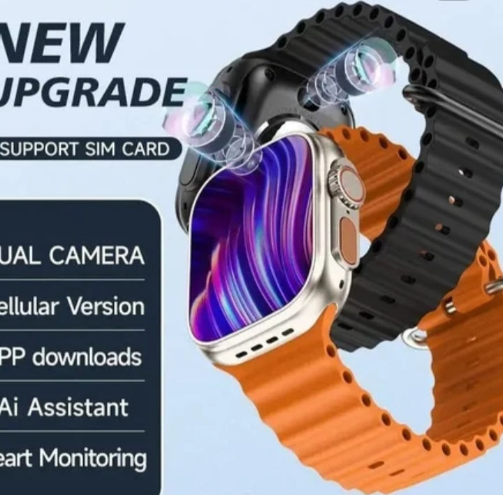 Smart watch with dula camera front and back and sim connection tor 4g network